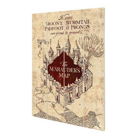 Harry Potter Wood Marauders Map Plaque Cream/Claret Red (59cm x 40cm x 1.2cm)