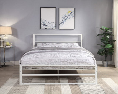 Full size bed frame deals white metal