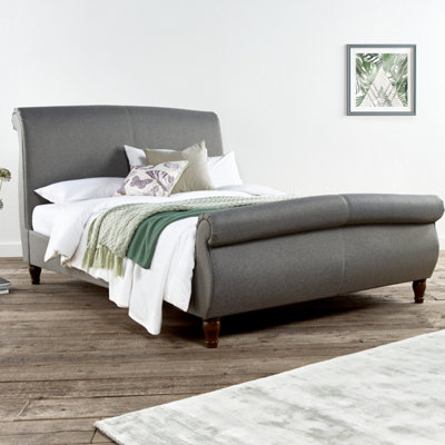 Grey king size store sleigh bed