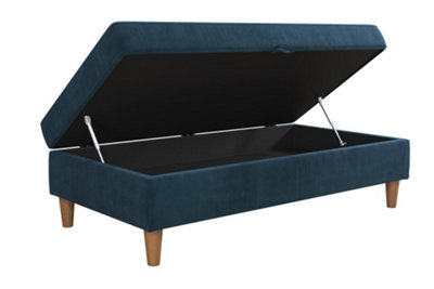 Hartford ottoman with storage in chenille blue