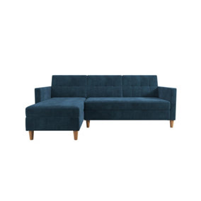 Hartford sectional futon chenille blue with storage
