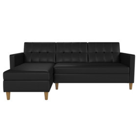 Hartford sectional futon in pu black