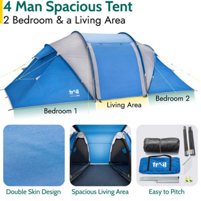 4 man double skin tent best sale