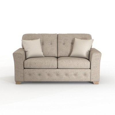 Hartley Beige 2 Seater Sofa Full Back Tufted Cushions