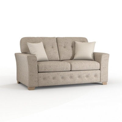 Hartley Beige 2 Seater Sofa Full Back Tufted Cushions