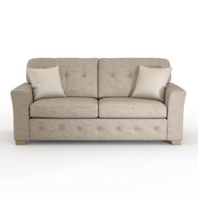 Hartley Beige 3 Seater Sofa Full Back Tufted Cushions