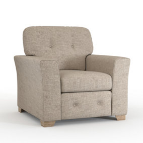Hartley Beige Armchair Sofa Full Back Tufted Cushions
