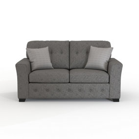 Hartley Grey 2 Seater Sofa Full Back Tufted Cushions