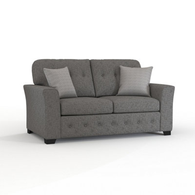 Hartley Grey 2 Seater Sofa Full Back Tufted Cushions