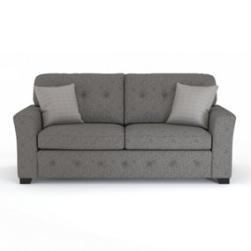 Hartley Grey 3 Seater Sofa Full Back Tufted Cushions