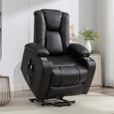 Hartville Electric Lift Assist Riser Recliner with Massage and Heat - Brown