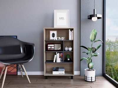 Harvard display bookcase, washed oak & grey