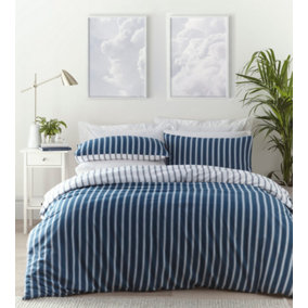 Harvard Stripe Blue King Duvet Cover and Pillowcases