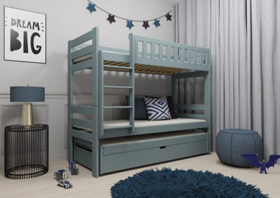 Harvey Bunk Bed with Trundle and Storage in Grey W1980mm x H1630mm x D980mm