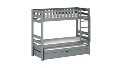 Harvey Bunk Bed with Trundle and Storage in Grey W1980mm x H1630mm x D980mm