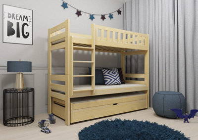 Harvey Bunk Bed with Trundle and Storage in Pine W1980mm x H1630mm x D980mm