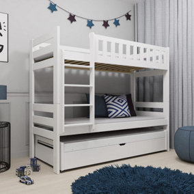 Harvey Bunk Bed with Trundle and Storage in White W1980mm x H1630mm x D980mm