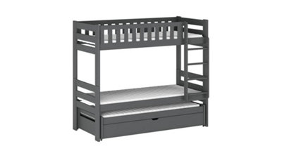 Harvey Bunk Bed with Trundle, Foam Mattresses and Storage in Graphite W1980mm x H1630mm x D980mm