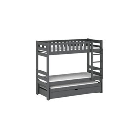 Harvey Bunk Bed with Trundle, Mattresses and Storage in Graphite W1980mm x H1630mm x D980mm