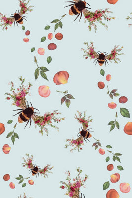 Hattie Lloyd Home - Bee Bloom Wallpaper - Duck Egg Limited Edition - Roll
