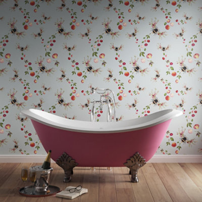 Hattie Lloyd Home - Bee Bloom Wallpaper - Duck Egg Limited Edition - Sample