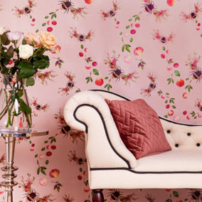 Hattie Lloyd Home - Bee Bloom Wallpaper - Dusky Pink - Roll