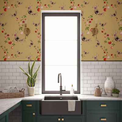 Hattie Lloyd Home - Bee Bloom Wallpaper - Gold - Roll
