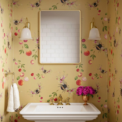 Hattie Lloyd Home - Bee Bloom Wallpaper - Gold - Sample