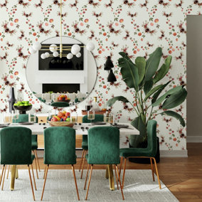 Hattie Lloyd Home - Bee Bloom Wallpaper - Pearl White - Sample