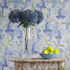 Hattie Lloyd Home - Delft Flourish Wallpaper - Sample