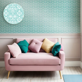 Hattie Lloyd Home - Kensington Chic Wallpaper - Turquoise Jewel - Roll