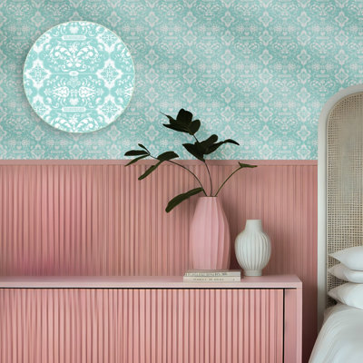 Hattie Lloyd Home - Kensington Chic Wallpaper - Turquoise Jewel - Roll