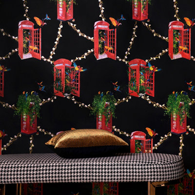 Hattie Lloyd Home - London's Calling Wallpaper - Midnight Caller Black - Roll