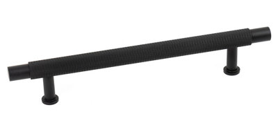 Hausen Knurled Cabinet T Bar Handle MATT BLACK - 128mm