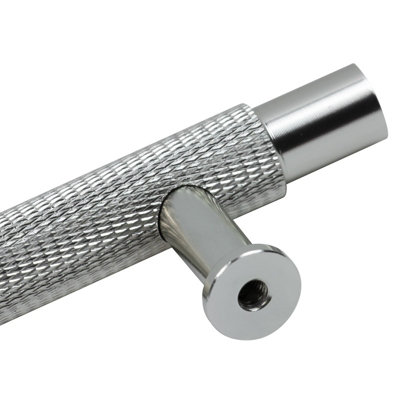 Hausen Knurled Cabinet T Bar Handle POLISHED CHROME - 128mm