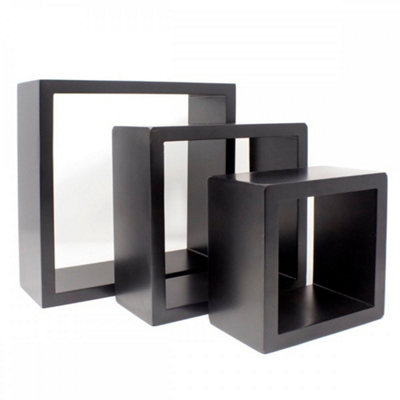 Set of 3 Rectangle Floating Shelves Wall Storage Shelf Lounge Cubes