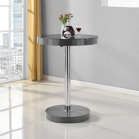 Havana Bar Table Round Breakfast Table For Kitchen Living Dining Room Multi-Purpose 2 to 4 Seater Grey High Gloss Dia.80xH108cm