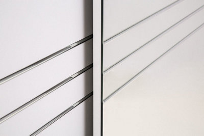 Havana Contemporary Mirrored Sliding 3 Door Wardrobe 10 Shelves 1 Rail 2 Drawers White (H)2150mm (W)2500mm (D)610mm