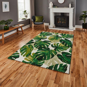 Havana Green Floral Modern Luxurious Handmade Rug for Living Room Bedroom and Dining Room-80cm X 150cm