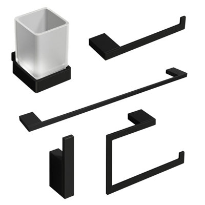 Havana Matt Black 5-Piece Bathroom Accessory Set