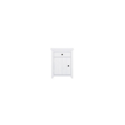 Havana White Bedside Cabinet-Solid Pine with White-Washed Finish& Antique Handle