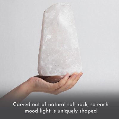 Haven Dimmable White Himalayan Salt Lamp on a Premium Wooden Base Mood Light and Home Decor