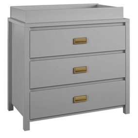 HAVEN, DOVE GREY 3 DRAWER DRESSER WITH CHANGING TOPPER