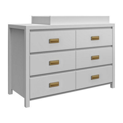 HAVEN, DOVE GREY 6 DRAWER DRESSER WITH CHANGING TOPPER