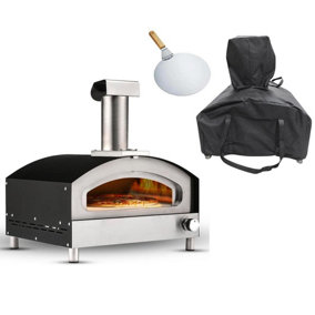 Haven Gas Powered 13" Pizza Oven w/ Pizza Stone Base & Pizza Paddle Black/Silver