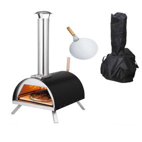Haven Gas & Wood Fuel Pizza Oven Built-in Thermometer &Pizza Paddle Black/Silver