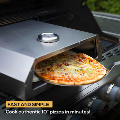 Haven Mini Pizza BBQ Oven Stainless Steel Silver w/ 11" Ceramic Pizza Stone Base