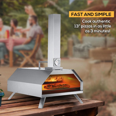 Haven Pizza Oven with Built in Thermometer, Rain Cover and Pizza Paddle, Silver