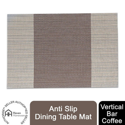 Haven PVC Striped AntiSlip HeatResistant DiningTable Placemat VerticalBar,Coffee