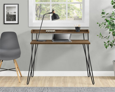 Haven Retro Desk with Riser in Walnut Look